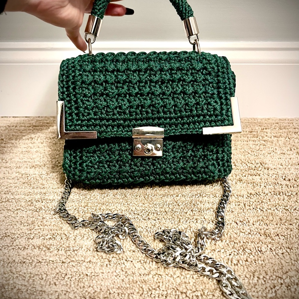 Green Crochet Chain Bag